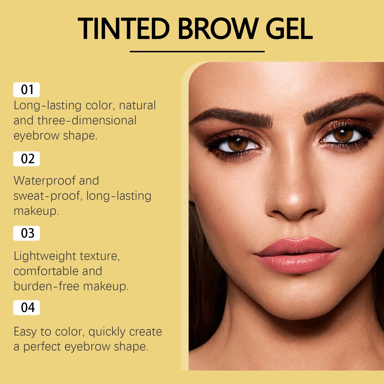Long-Lasting Color Eyebrow Tint - Natural Hold, Defined Eyebrow Shapes, Waterproof Smudge-Proof All-Day Brow Gel
