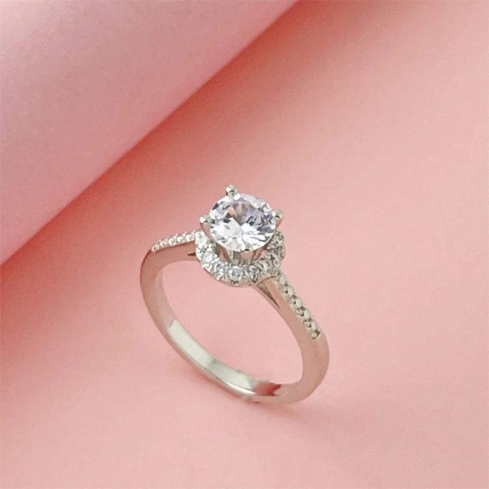 

New 925 Sterling Silver Ring Simulation Diamond CZ Ring, Suitable For Female Charm Jewelry Engagement Gifts