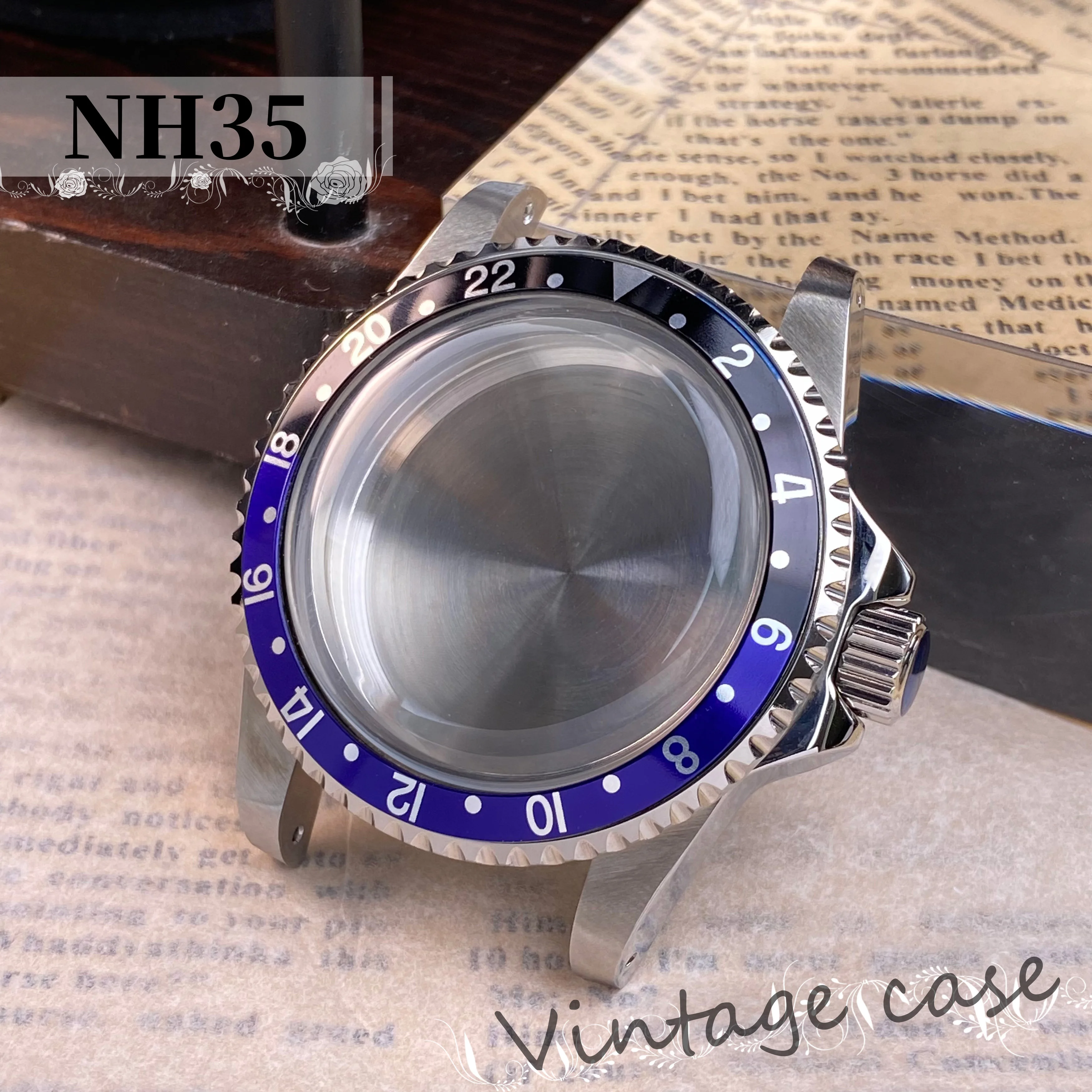NH35 серебристый ретро акриловый объектив увеличительный корпус из нержавеющей стали подходит для nh34 nh35 nh36 аксессуары для механизмов корпус часов