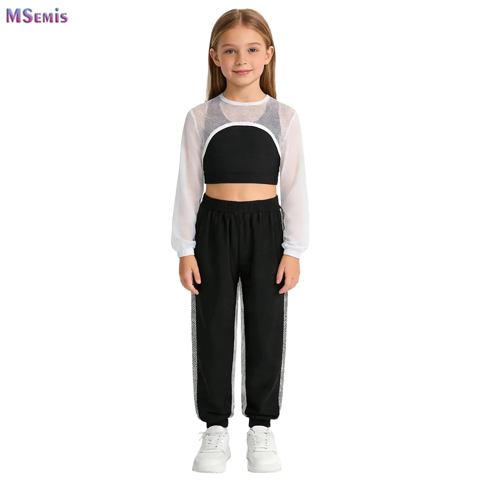 

Hip Hop Girls Solid Hooded Crop Top+Vest+Loose Pants Girls Street Dance Costume Children Streetwear Kids Jazz Clothes Set