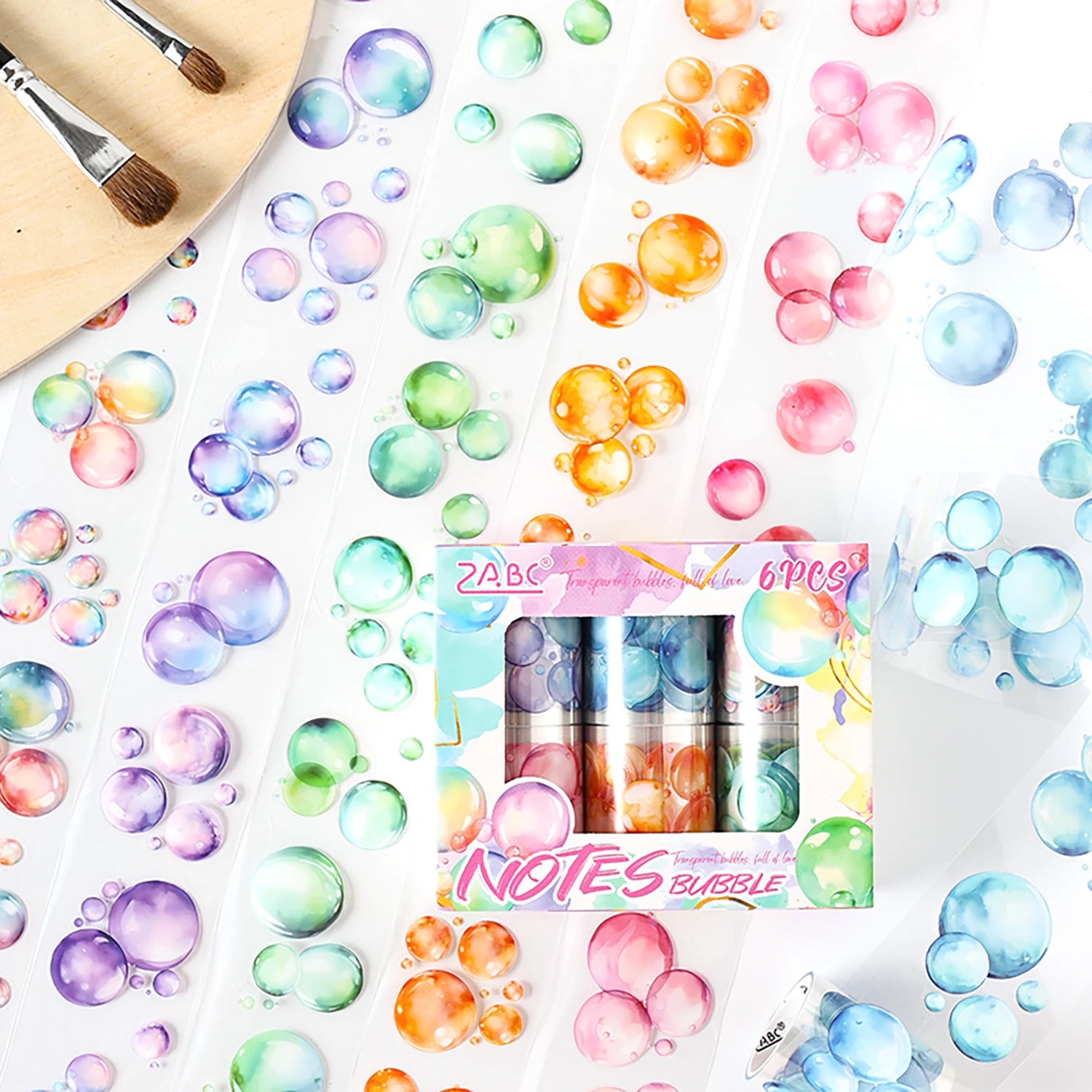2 paquetes/lote de cinta PET decorativa retro bonita de la serie de burbujas de color agua