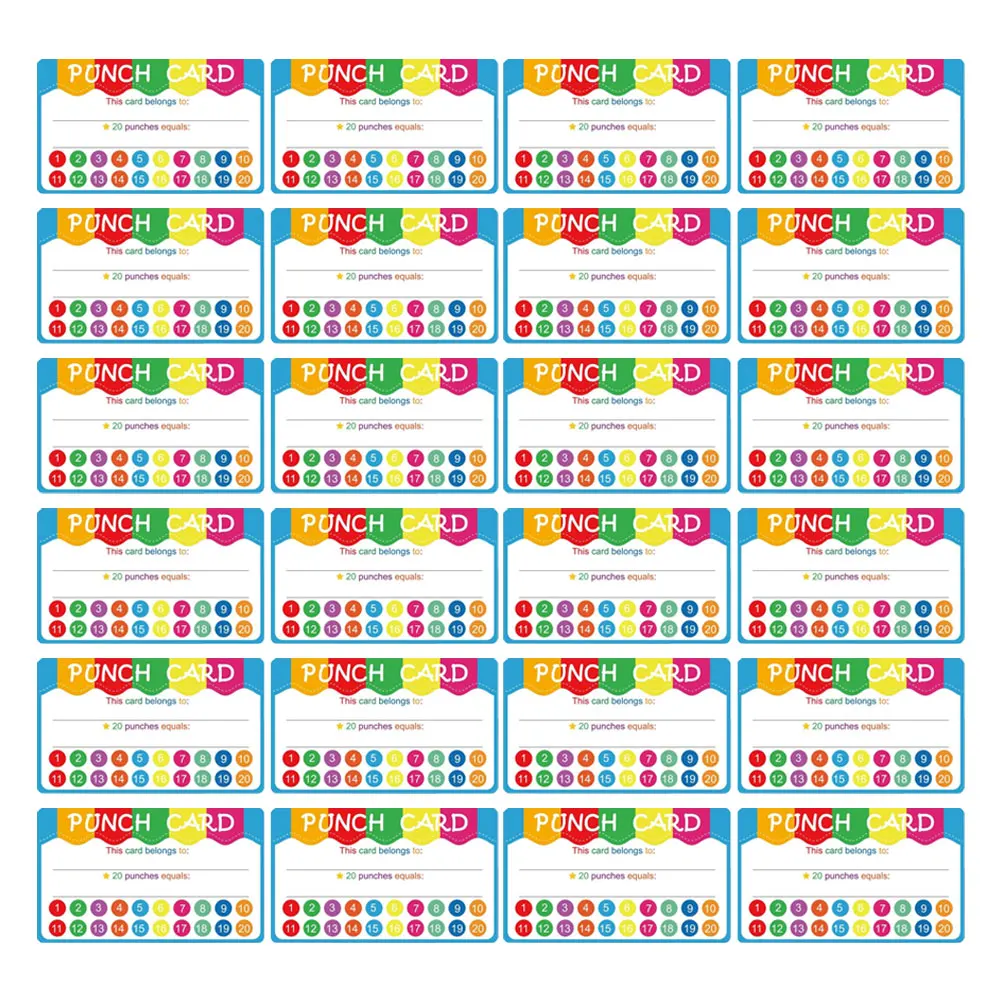 50 Pcs Reward Punch Cards for Kids Creative Classroom Cartoon Encouraging Paper Loyalty Cards Multi Functional Use