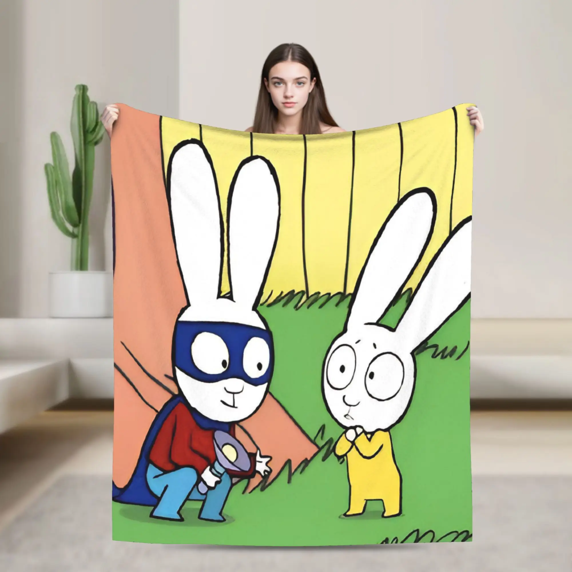 Simon Super Rabbit Blanket Soft Flannel Cozy Gifts  Throw Blanket Quilt