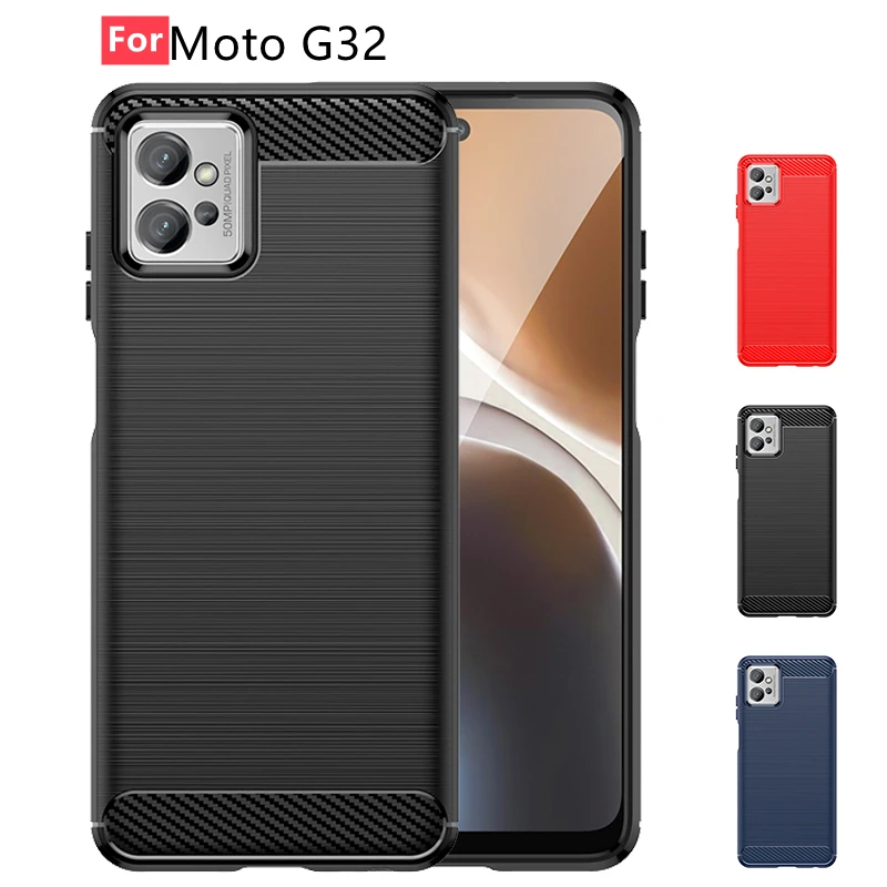 

For Cover Moto G32 Case For Moto G32 Capas Carbon Fiber Shockproof Phone Bumper Back TPU Soft Case For Motorola Moto G32 Fundas