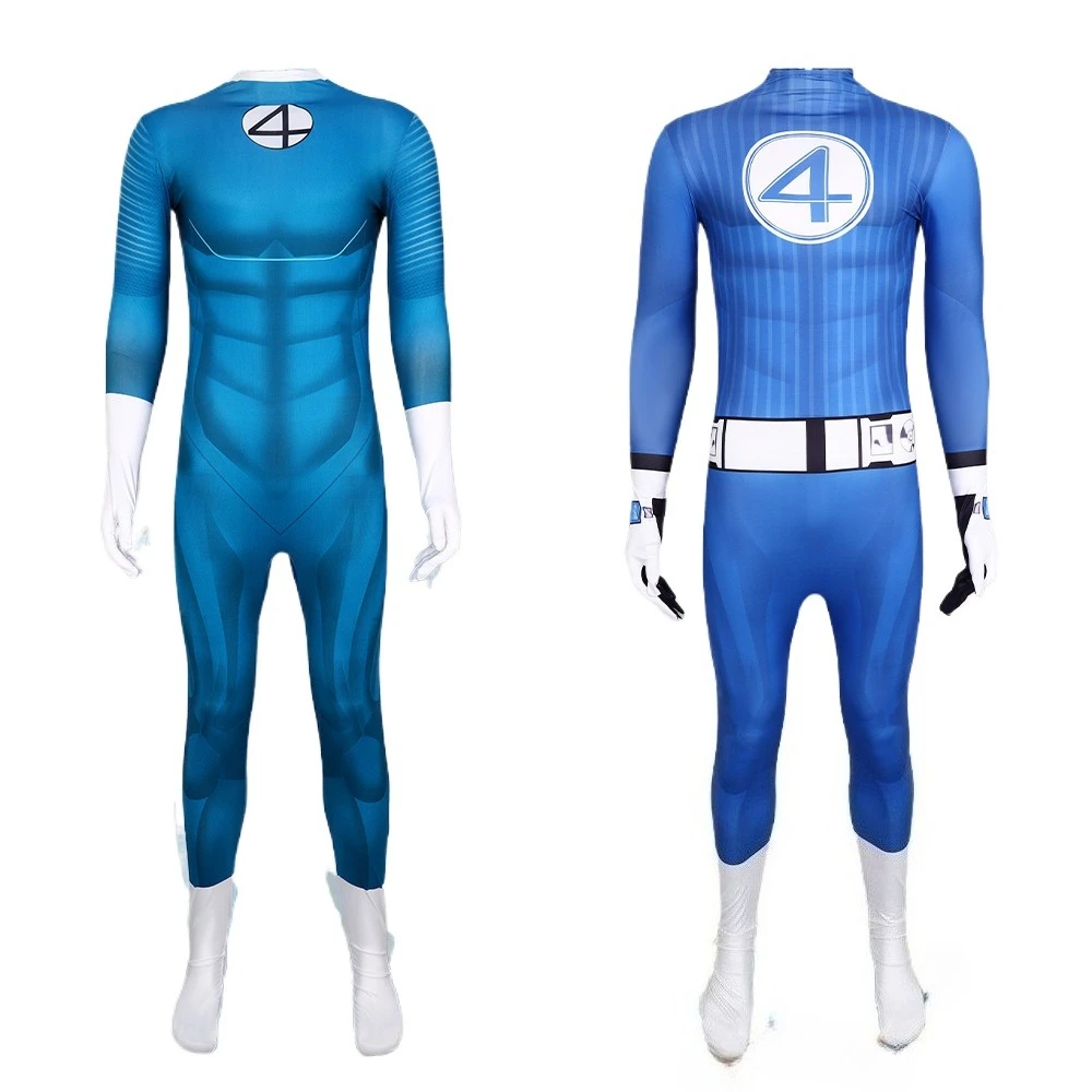 

Blue Fantasy Warrior Full Body Jumpsuit Costume for Men Halloween Comic Con Cosplay Role Play Party Outfit with Mask