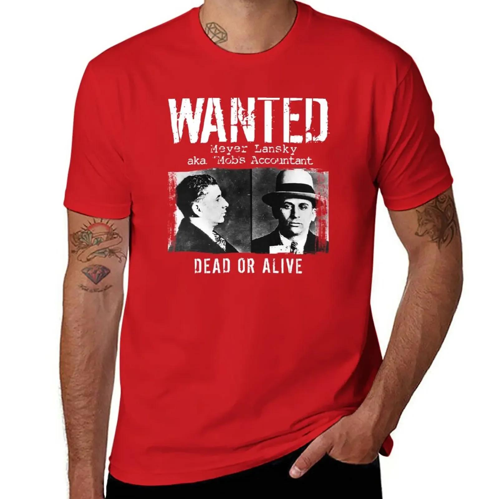 New Meyer Lansky Mugshot - Wanted Dead or Alive T-Shirt vintage t shirt custom workout for men Informal manga Sweatshirt vintage