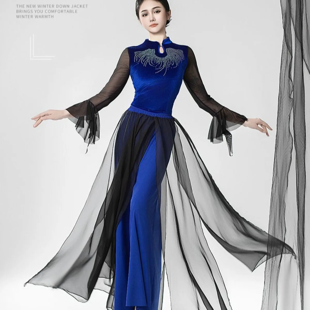 New Classical Dance & Modern Dance Set, Chiffon Skirt for Square Dance, Ancient Style Jazz Dance Performance Outfit