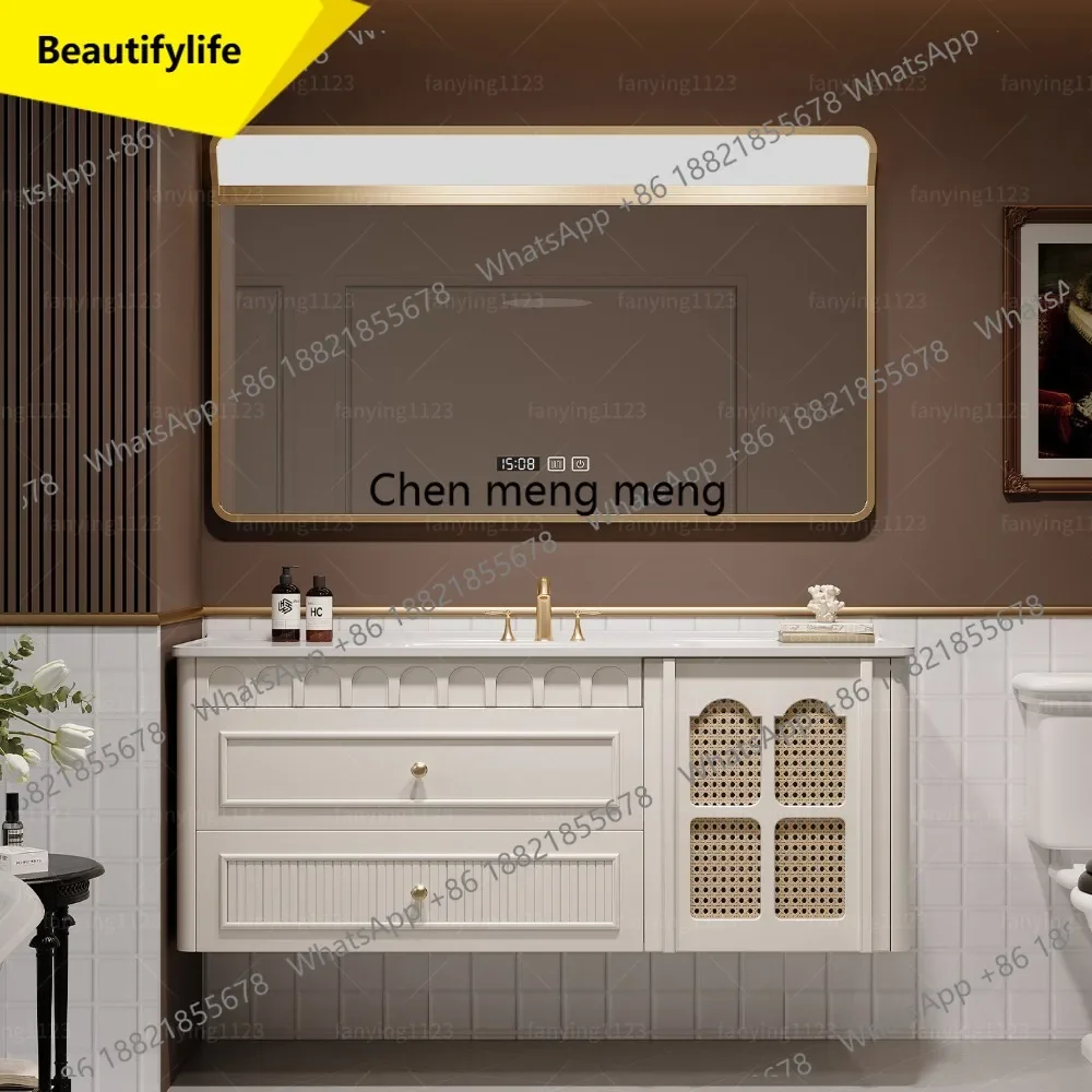 

6239 French oak bathroom cabinet ceramic integrated basin washbasin cabinet combination washbasin in the ancient style