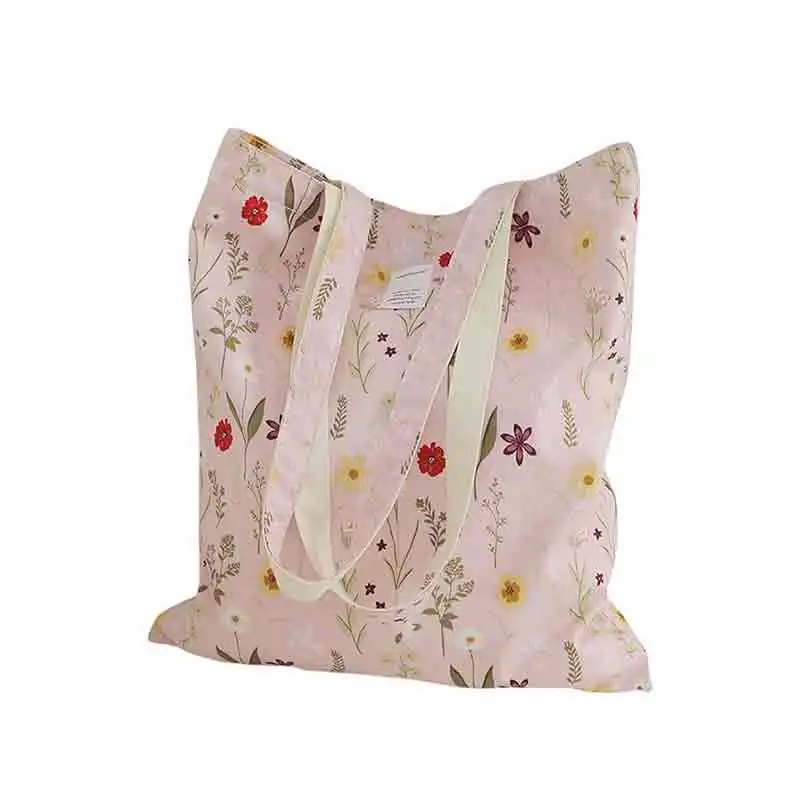 TOUB010-Sac fourre-tout en toile pour femmes, sacs fourre-tout floraux mignons, sacs à main en coton pour gril robuste, initiés