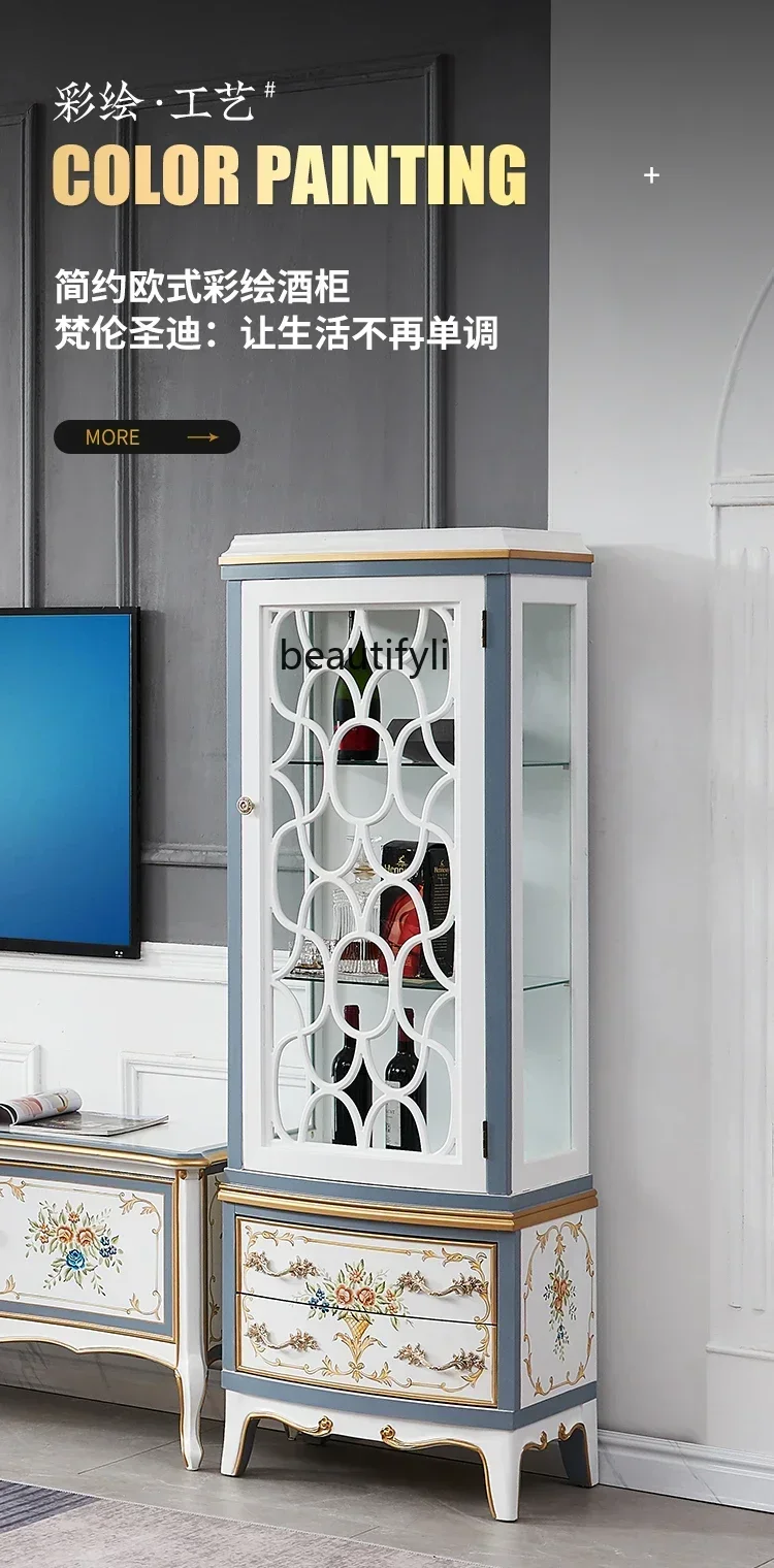 

yj21 European style wine cabinet painted single door double door living room decoration cabinet light luxury display cabinet