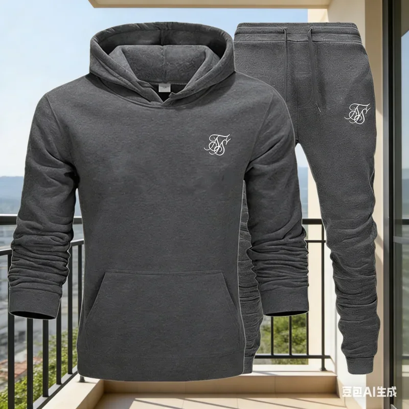 

Sik Silk Мужские брендовые новые комплекты Модный осенне-весенний спортивный костюм Толстовка Спортивные штаны Мужская одежда Комплекты из 2 предметов Тонкий спортивный костюм