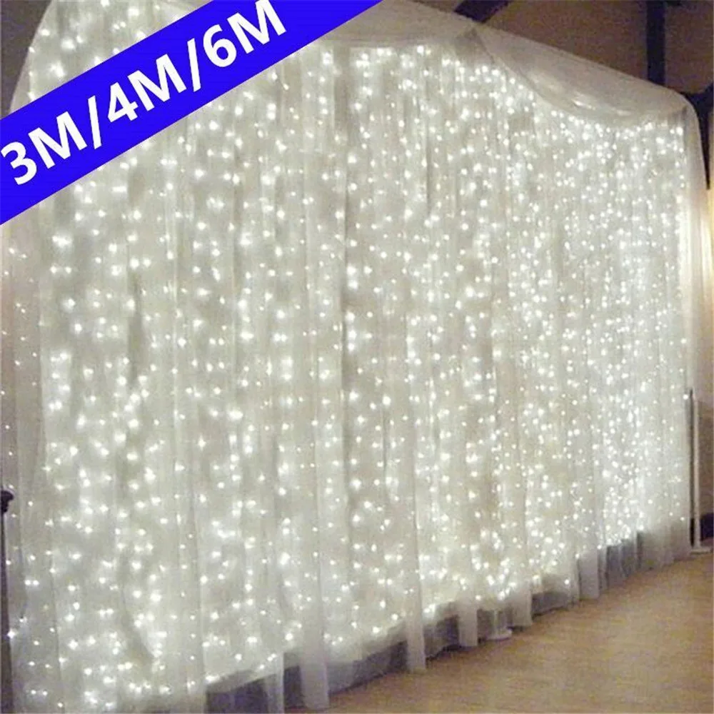 New Year 2025 Christmas Holiday LED Decoration Lights Fairy Bedroom String Garland Lighting Curtain Lights with Remote Control