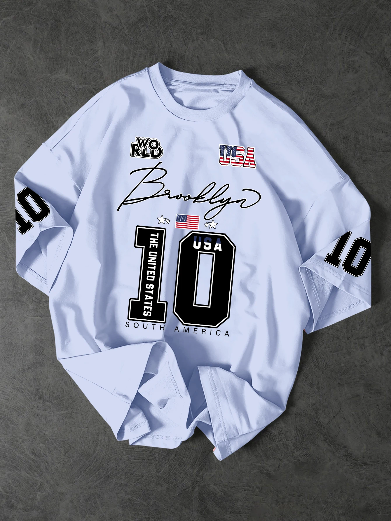 USA Brooklyn Style 10 Print Oversized T Shirt Men's Streetwear Vintage Jersey Tee image 5