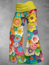 Pantalones acampanados de cintura alta para mujer, pantalón holgado elegante con estampado Floral colorido, estilo bohemio, estampado Digital de flores