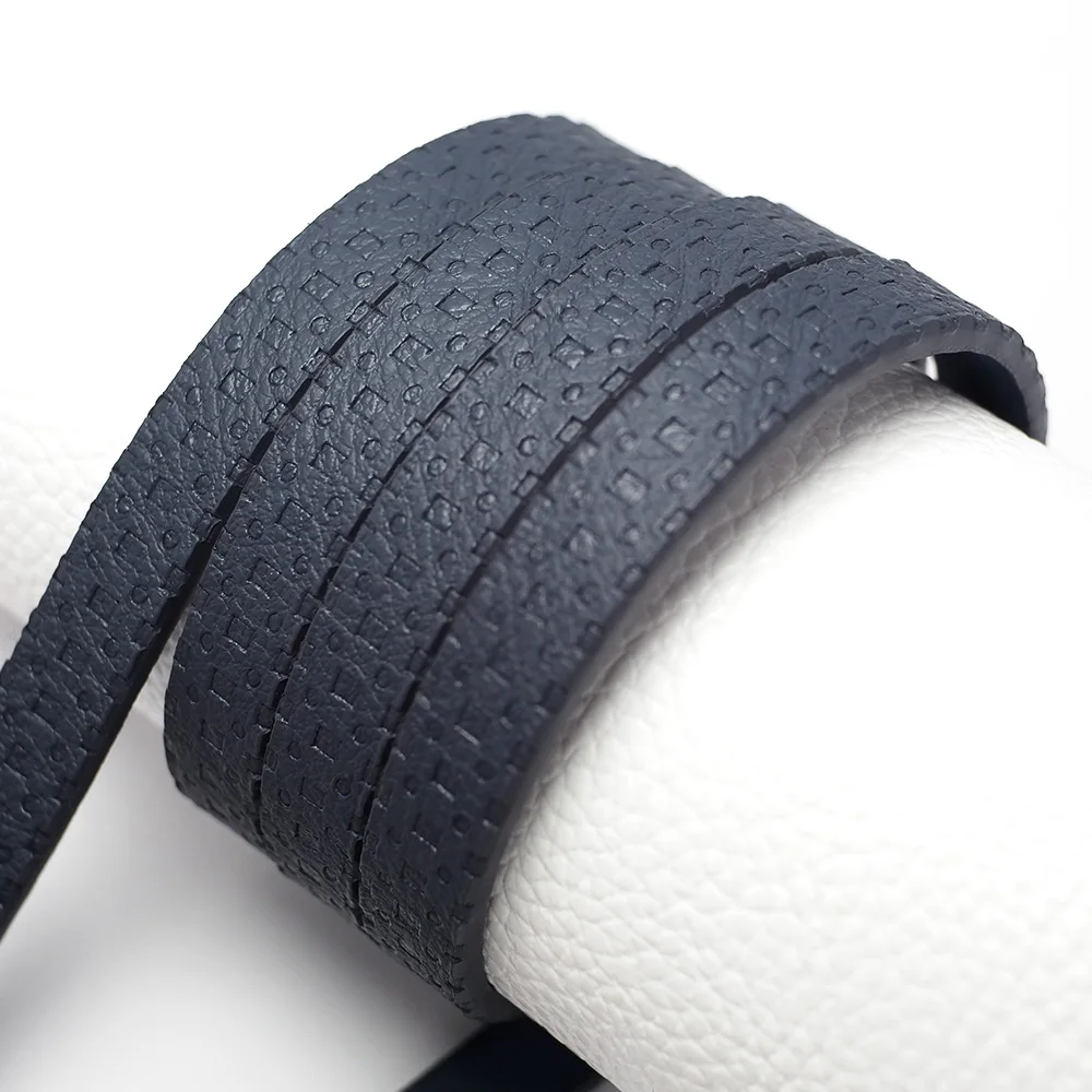 1.15meter Navy Blue Dot Embossed Leather Cord,10x3mm Leather Strip,Leather Belt Bag Handle,Waist Chain KeyChain Bracelet Making