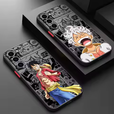 Luxury Anime One Piece Luffs Phone Case For Samsung Galaxy S25 S24 S23 S22 S21 S20 S10 S9 Ultra Plus FE 5G Frosted Translucent