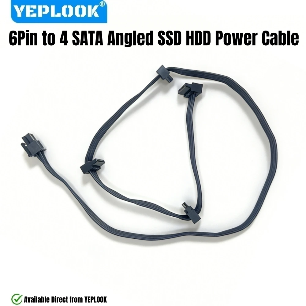 

YEPLOOK 6Pin to 4x SATA Angled HDD SSD SATA Power Cable for Corsair RM850, RM750, RM650, RM550, RM450 GOLD (2021) Modular Powers