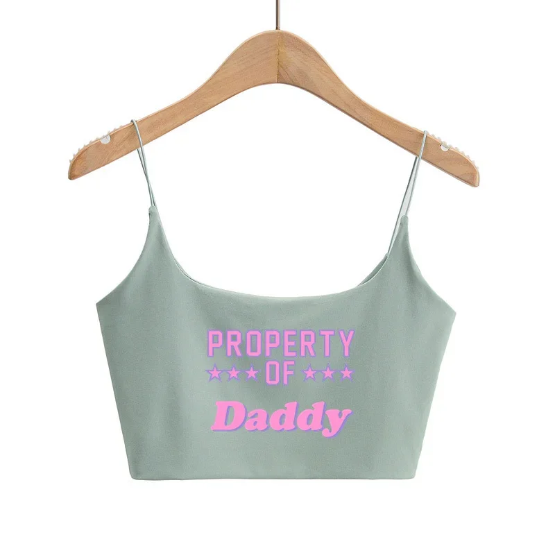 PROPERTY OF Daddy Square Neck Camis for Women Fitted Seamless Cropped Tank Cute Crop Tops Double Lined Can Be Wear Without Bra