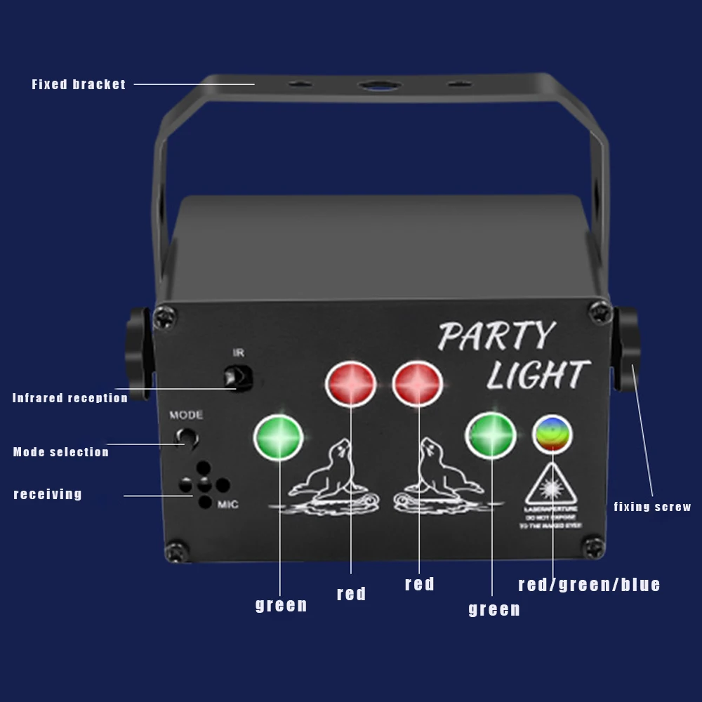 Mini DJ Disco Laser Light Projector Stage Laser Light Strobe Sound Activated Rave Projector Northern Lights Holiday Party Lamp