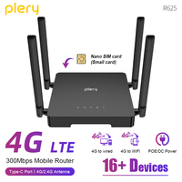 Plery 4G Wireless Router 300Mbps 4G LTE CPE Router Modem External Antenna With Sim Card Slot Internet Connection WiFi Router