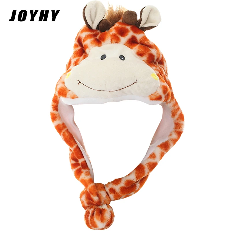 JOYHY Kids Boys Birls Cute Plush Earflap Giraffe Deer Animal Hats Children Halloween Cosplay Christmas Winter Warm Beanie Caps