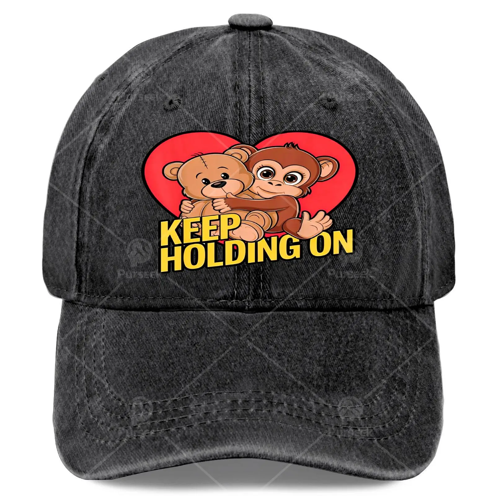Baseball Featuring a Meme of a Monkey Punching While Cuddling a Teddy Bear, with The Phrase 'Keep Holding On.'