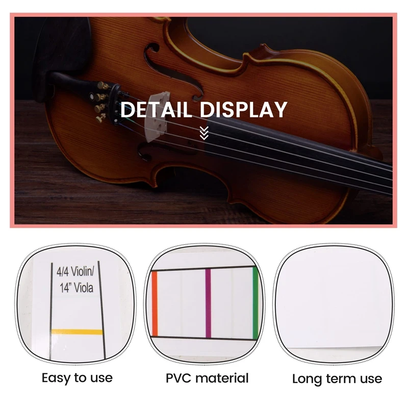 4/4 Violin Fretboard Sticker Fingerboard Marker Fiddle Learn Note Chart Tape 2Pcs