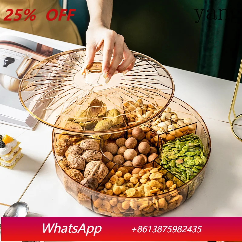 LMM living room dried fruit tea several snacks nut plate with grid and lid New Year's fruit plate