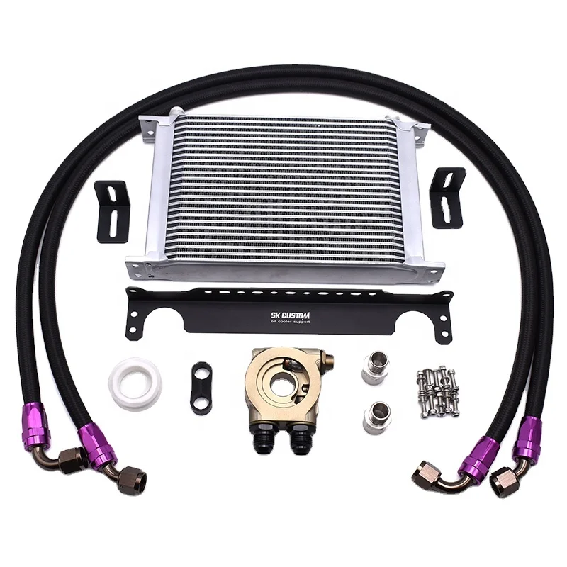 

SK CUSTOM 25 Rows Engine Oil Cooler Kit Universal AN8 Oil Cooler Radiator Kit With Thermostact Adapter
