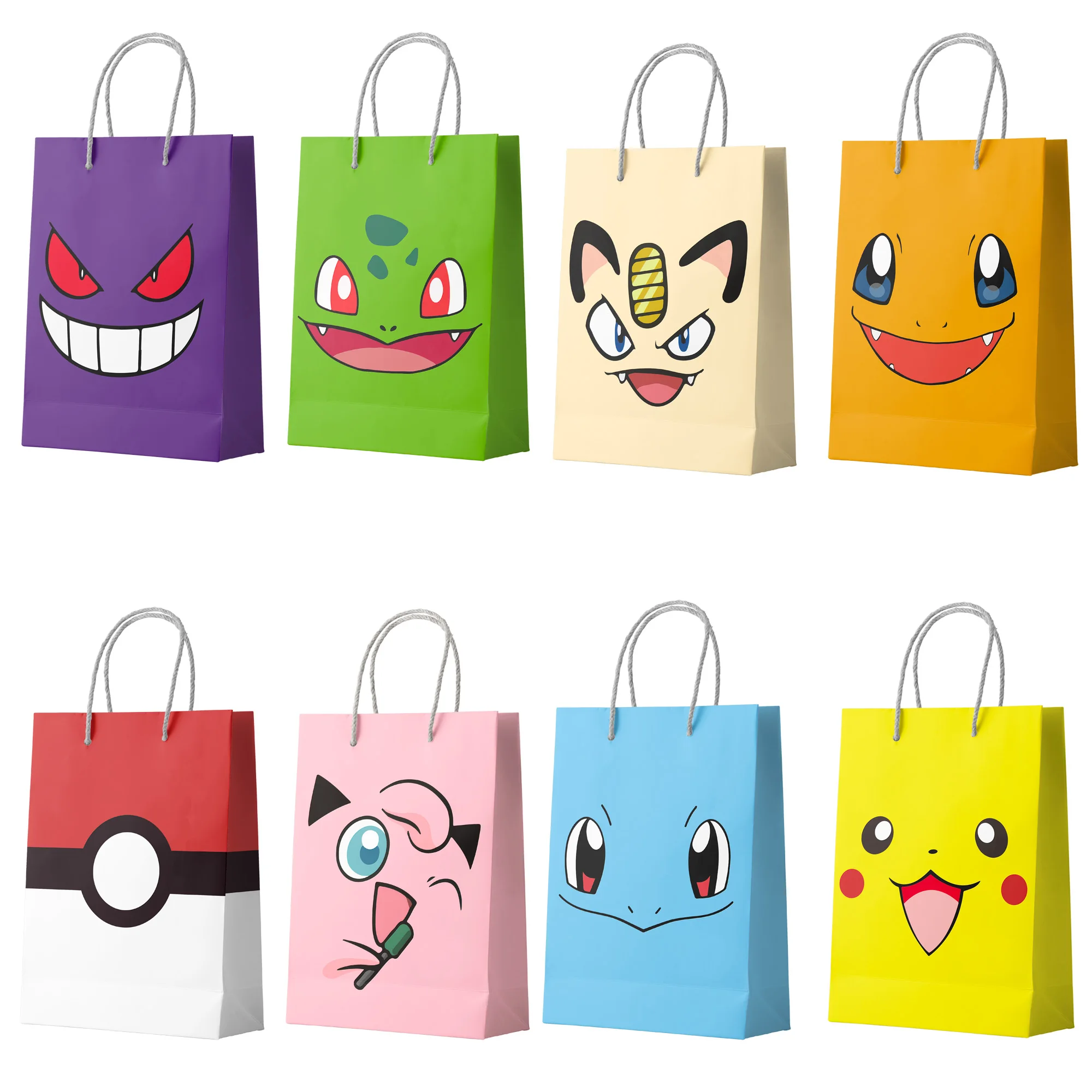 24 Stück Pokemon Party Papiertüten Pokemon Pikachu Partytüten Pikachu Party-Geschenktüten Pokémon Süßigkeitentüten für Pokemon Geburtstagsparty Dekorationen Zubehör