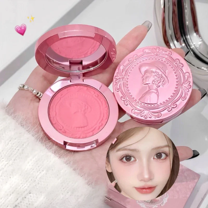 Matte Reliëf Blush Monochroom Facial Langdurige Waterdichte Geperste Blusher Make-Up Poeder Voor Wangen Gladde Koreaanse Cosmetica