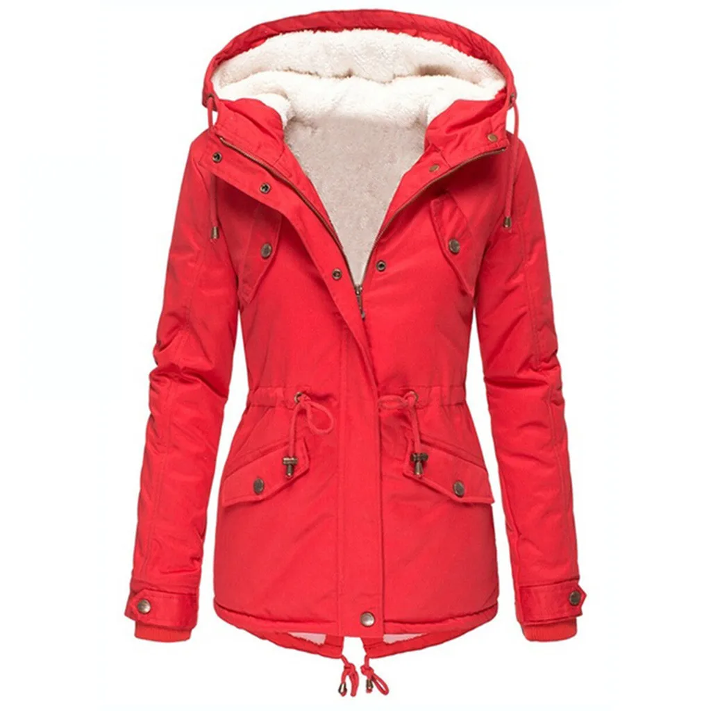 2025 New Multi Colored Hooded Women's Jacket with Waist Cinched Warm and Insulated Thickened Cotton Jacket