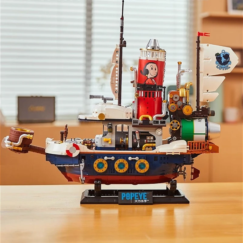 

Сборка строительных блоков Popeye, игрушка, паровое охота за сокровищами, коллекция кораблей, фигурка, модель класса, украшения, строительные блоки, подарки