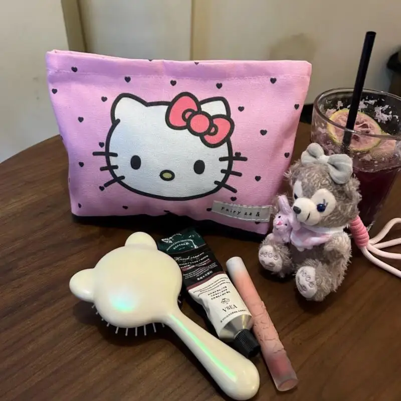لطيف سانريو مرحبا كيتي فتاة حقيبة مستحضرات التجميل Kawaii عالية السعة المحمولة السفر سستة حقيبة التخزين لطيف سماعة حقيبة محفظة نسائية للعملات المعدنية #4