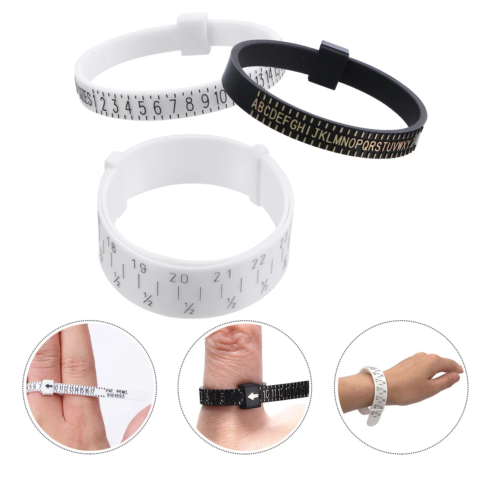 

3Pcs Ring Size Gauge Set Finger Measuring Tool High Quality PU Material Clear Lettering Portable Ring Sizer for Wedding Rings