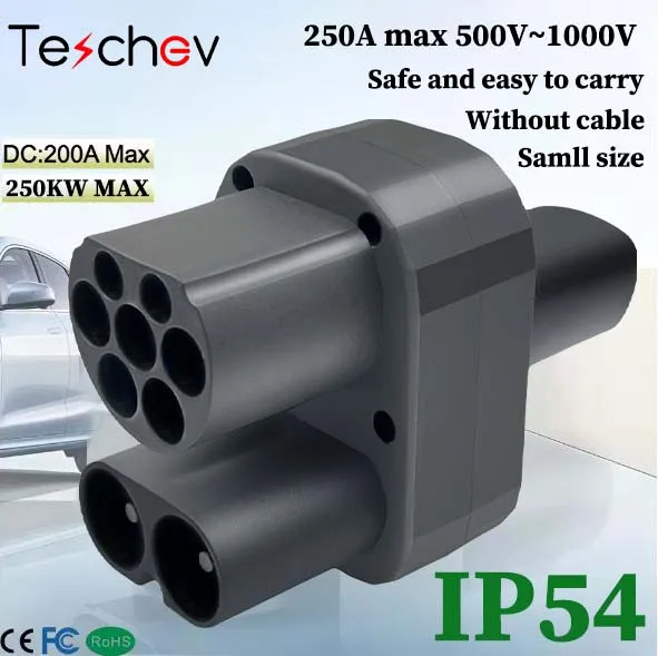 Teschev CCS2 to Tesla DC Adapter Fit for Tesla Model 3/X/Y Made in USA CCS2 Combo Adapter Support CCS2 and Type2 EV Charger