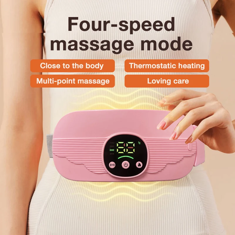 Menstrual Heating Pad Smart Warm Palace Belt Waist Vibration Massage Device Abdominal Massager for Cramps Period Pain Relief