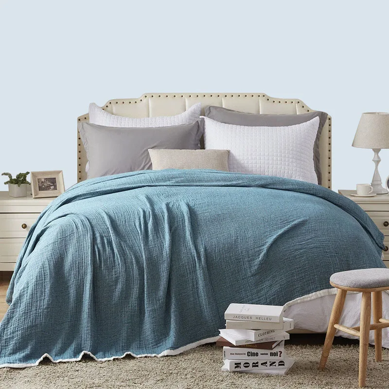 

Простое полотенце, одеяло для дивана, одеяло для отдыха, дышащее теплое одеяло, одеяло для двуспальной кровати, классическое хлопковое многослойное марлевое одеяло