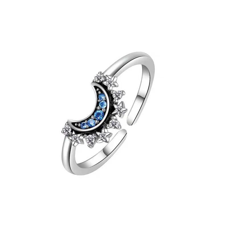 Couple's Sparkling Sun and Moon Adjustable Promise Rings