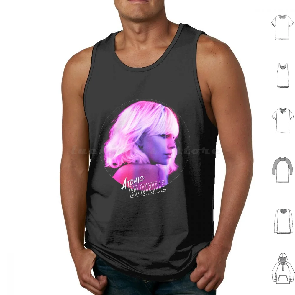 Atomic Blonde Tank Tops Vest Sleeveless Atomic Blonde Neon Charlize Theron James Mcavoy Bill Skarsgard 80S 1980S 1989 Pink