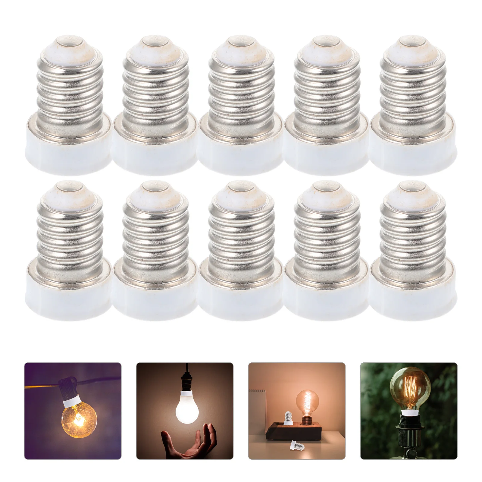 Convertidores de Base de luz E14 a E12, alta dureza confiable para sistemas de monitoreo, adaptadores de bombilla de sótano, 10 Uds.