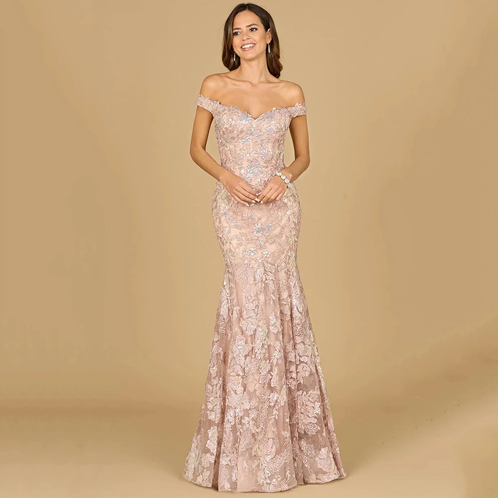 Vestido sereia sem ombro para a mãe da noiva, vestidos rosa blush clássicos para casamento, vestidos de festa para mulheres, 2024