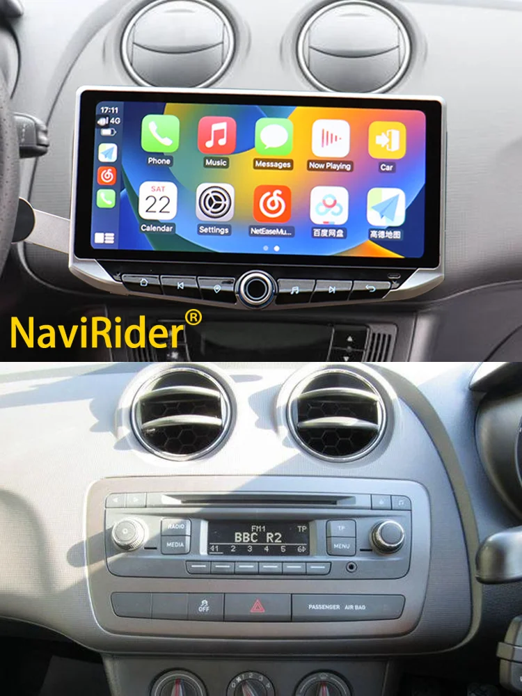 10.88 "Qled Scherm Voor Seat Ibiza 2008-2015 Android Video Speler Bluetooth Type-C Opladen Mobiele houder GPS multimedia Stereo - afbeelding 2