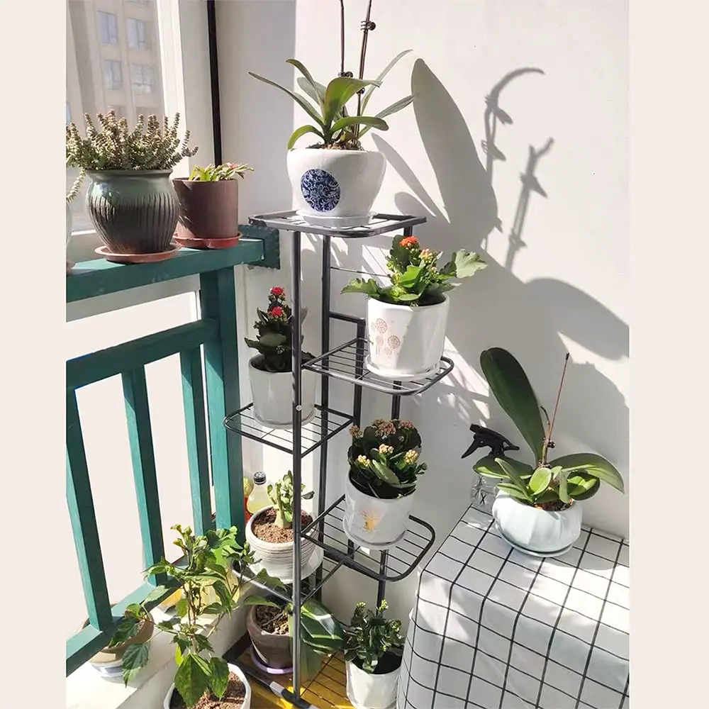 Metal 6 Tier Plant Stand Holder Multiple-layer Flower Pot Shelve Planter Shelf Display Rack Storage Organizer for Indoor Balcony