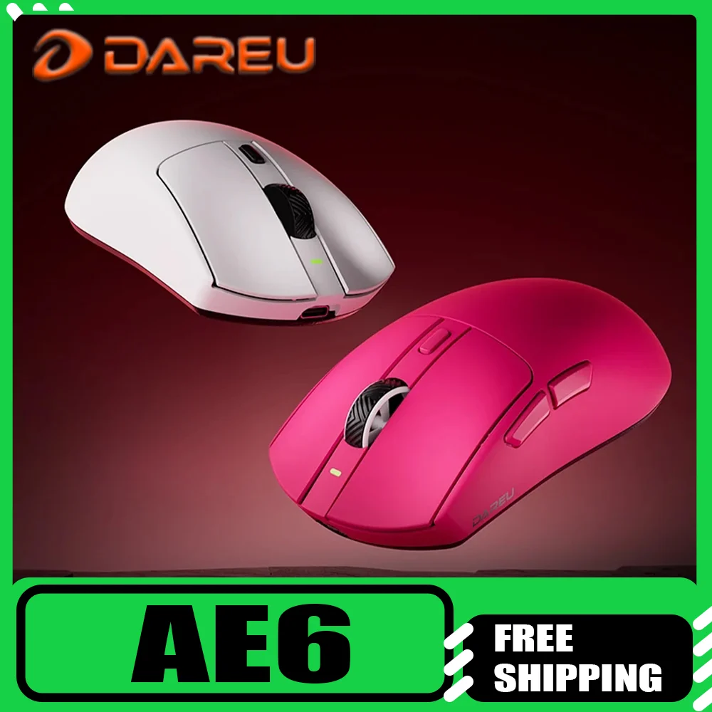 

DAREU AE6 Gaming Mouse Tri-mode Wireless Paw3950 Sensor Nordic 52840 Chip 8k Polling Rate Lightweight Ergonomics Wireless Mouse