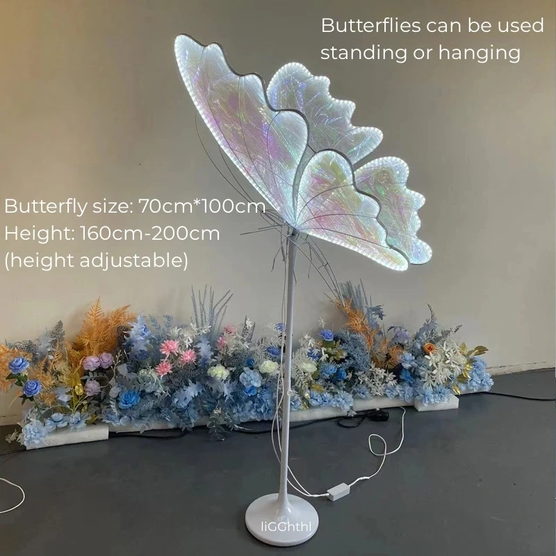 Wedding Luminescent Lamp Multicolored Butterfly Wings Creative Road Lead Stage Lights for Party Ornaments Wedding Decor Lamps