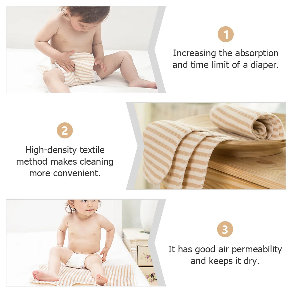 

4Pcs Infant Cloth Diapers Reusable Booster Pads Absorbent Leak Proof Night Use Baby Cloth Diaper Inserts Washable Liners