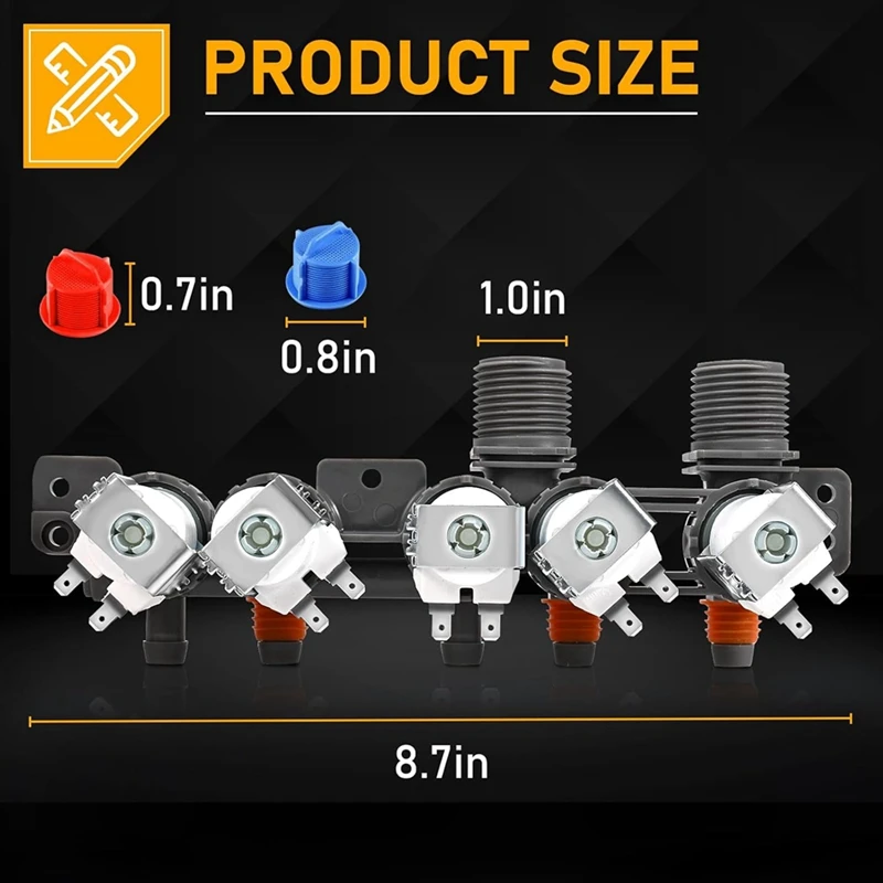 Válvula de entrada de agua para lavadora, accesorio para WT1101CW, WT4870CW, WT7200CW, Kenmore 79631522211, 5221EA1008F, AJU73213301