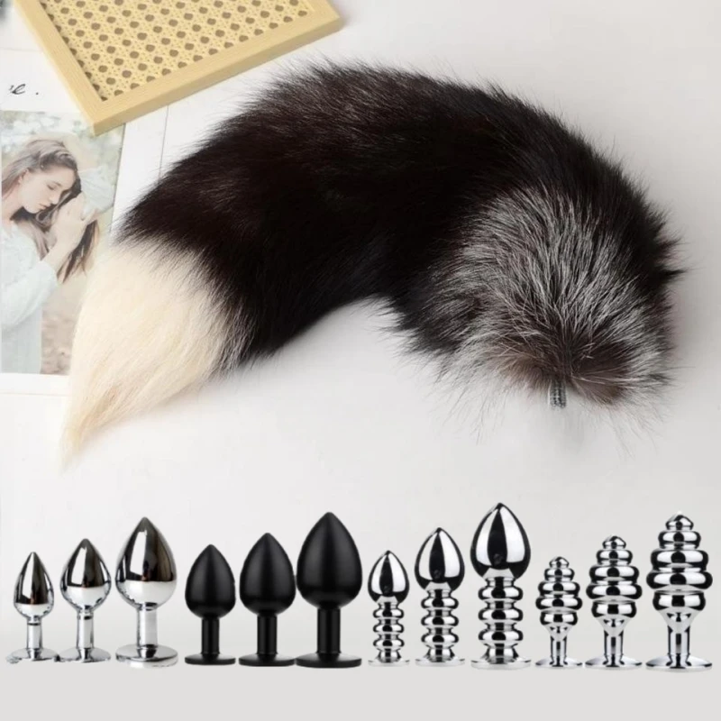 Erotic DIY Matching Games of 50cm Fluffy Animal Fur Fox Tail with Separable Butt Plug for Couple Cosplay Flirting Anal Sex Toys