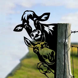 CIFBUY Add a Touch of Whimsy to Your Garden with this Adorable Cow, and Duck Iron Silhouette Fence Ornament Garden Party Decor